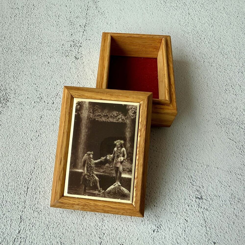 Wood Trinket Box With Lid Randy Jay Braun Hawaiian Couple Waterfall Art Photo